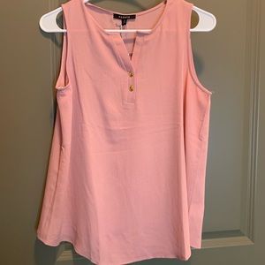 NWT Sleeveless Pink Button V Neck Blouse